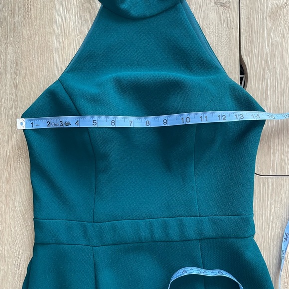 Aqua fluted crepe gown - halter low back sleeveless gown from Bloomingdale’s - Picture 9 of 14